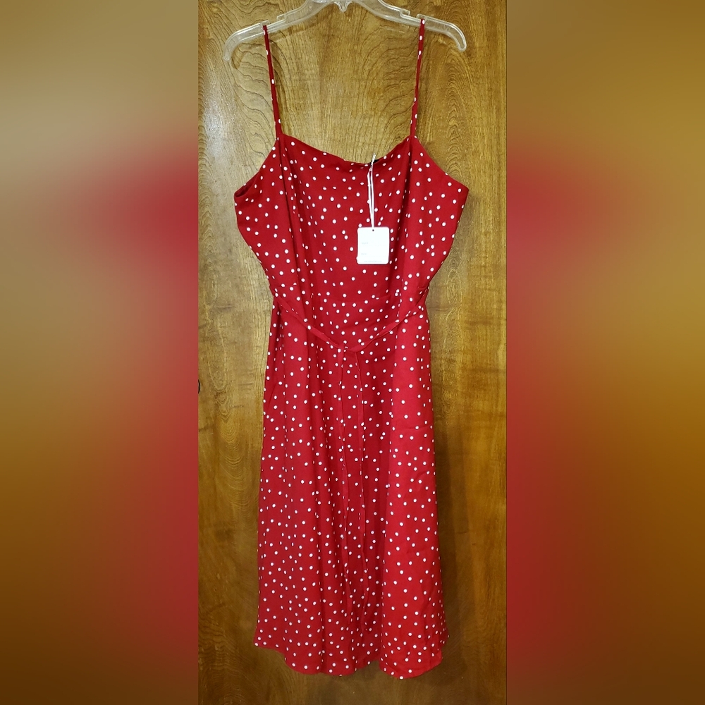 NWT Size 3X Skater/A-line Red Polka Dot Dress